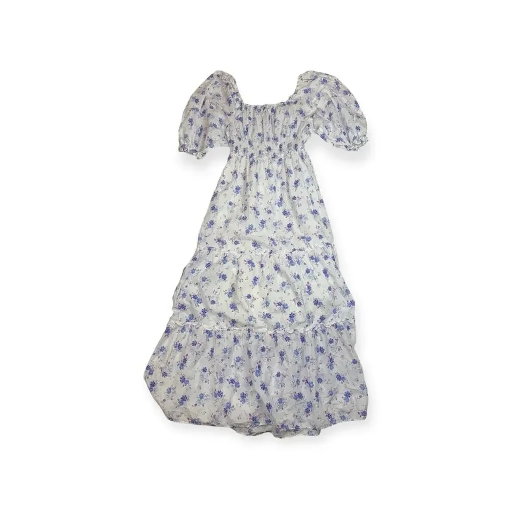 Love Shack fancy women's small white floral maxi dress tiered target purple doen - Picture 4 of 13